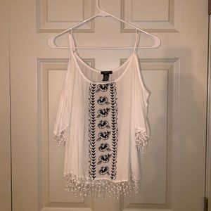 White off the shoulder tank top